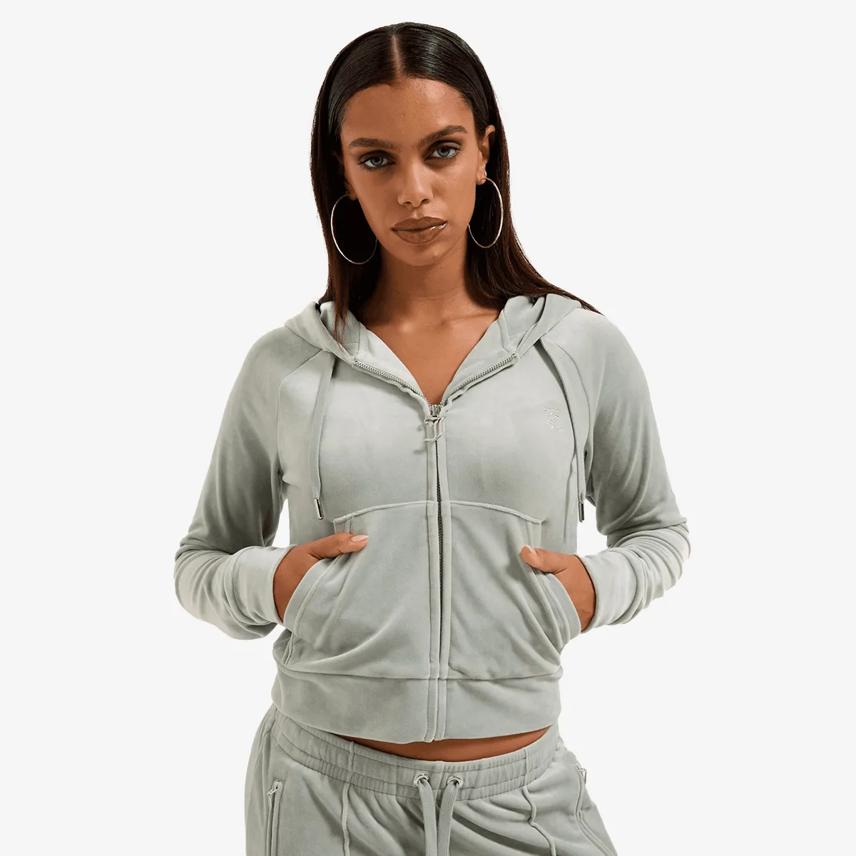 JUICY COUTURE Dukserica MADISON OUTLINE HOODIE WITH DIAMANTE BRA 